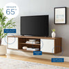 Modway Envision Mid-Century Modern 60" Wall Mount TV Stand, 60 Inch, Walnut White