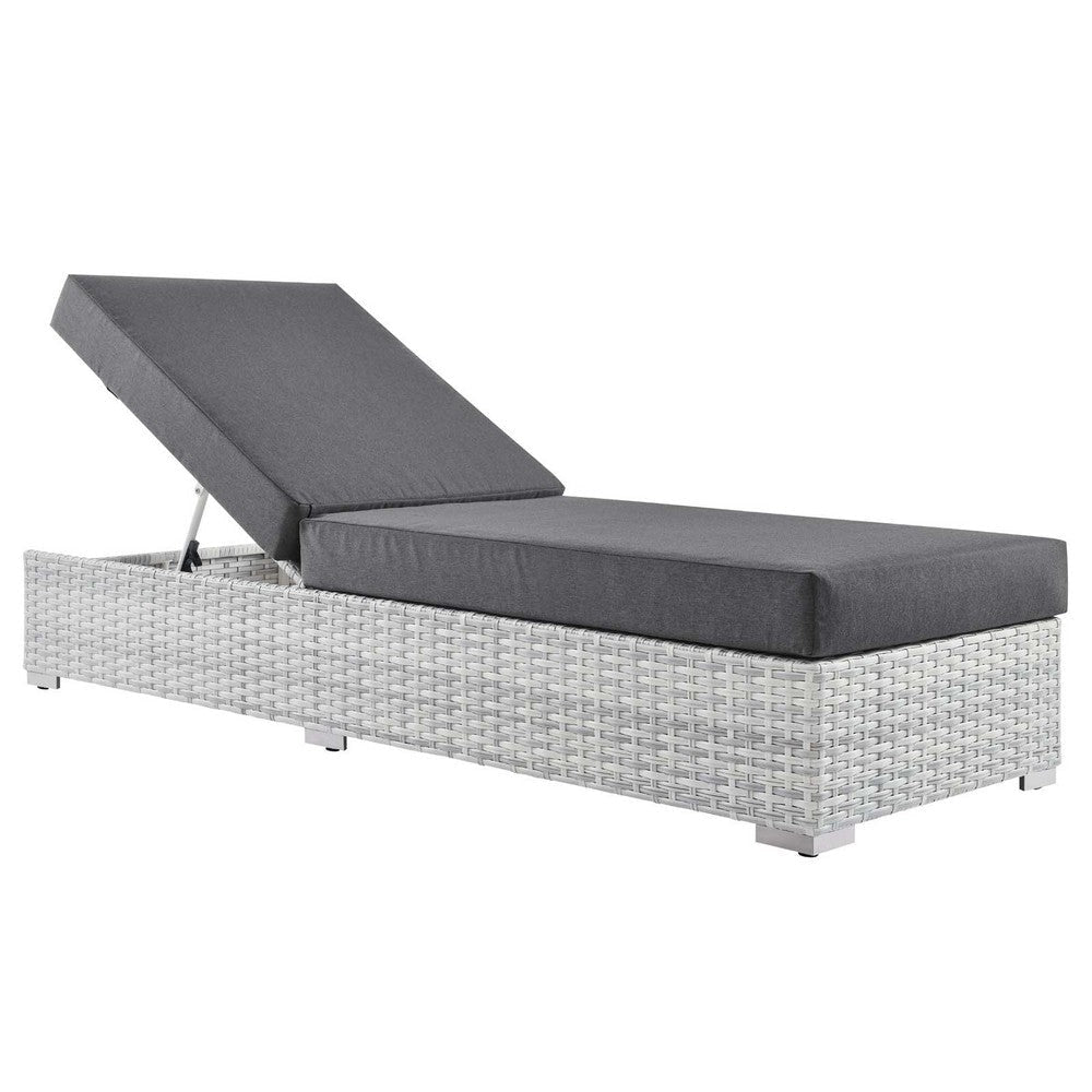 Modway Convene Outdoor Patio Chaise, Light Gray Charcoal