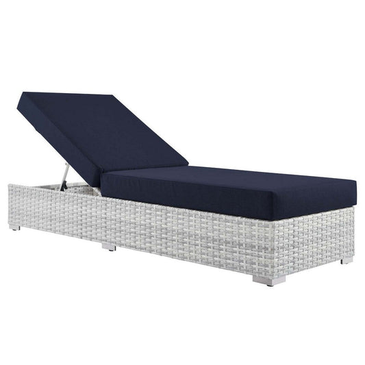 Modway Convene Outdoor Patio Chaise, Light Gray Navy