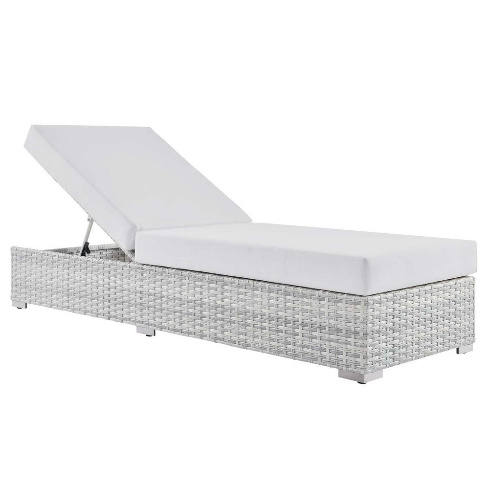 Modway Convene Outdoor Patio Chaise, Light Gray White 82.5 x 30 x 42