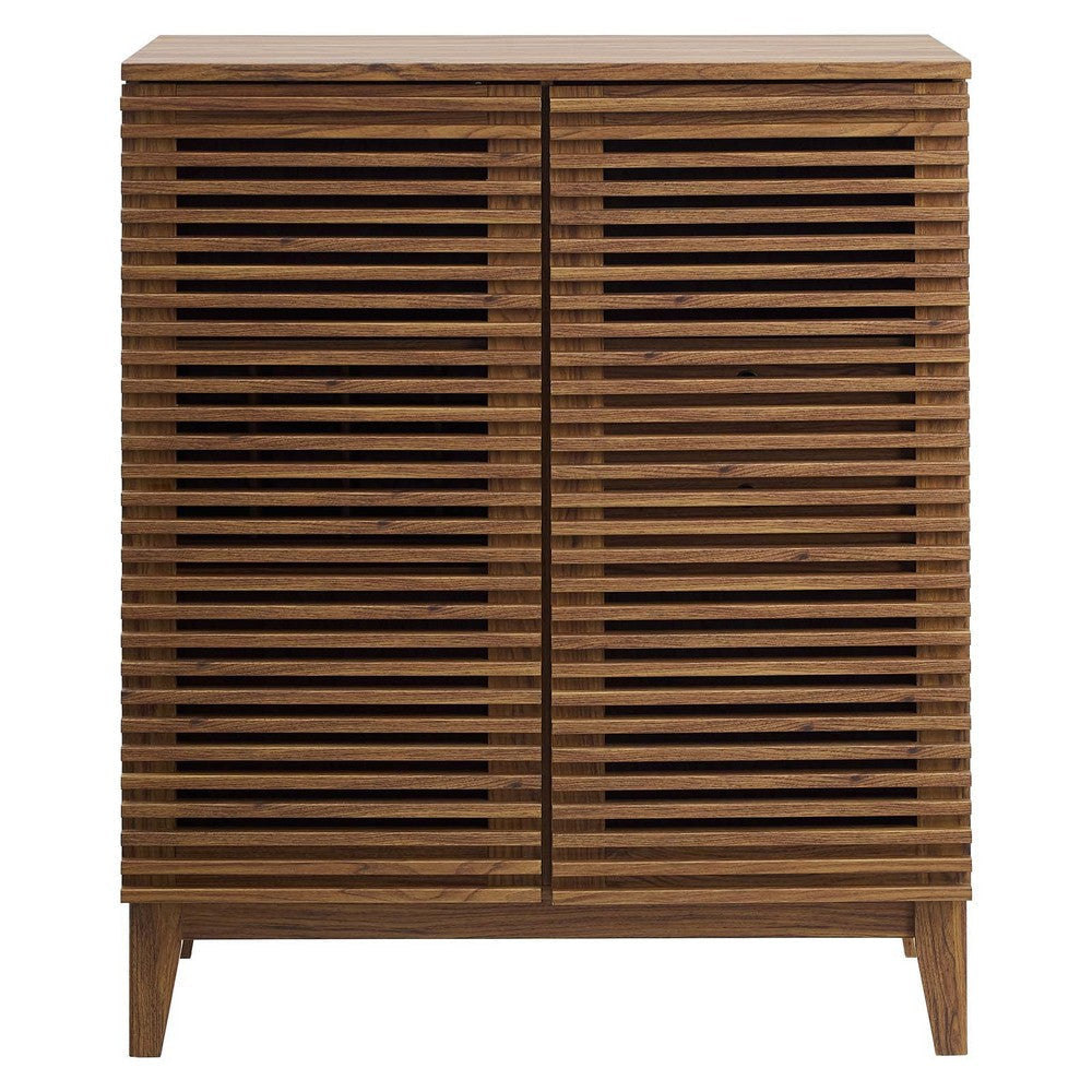 Modway Render Mid-Century Modern Wine Rack Storage Bar Cabinet Walnut MDY-EEI-4311-WAL