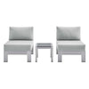 Modway EEI-4312-SLV-GRY-SET Shore Aluminum 3 Piece Outdoor Patio Set in Silver Gray