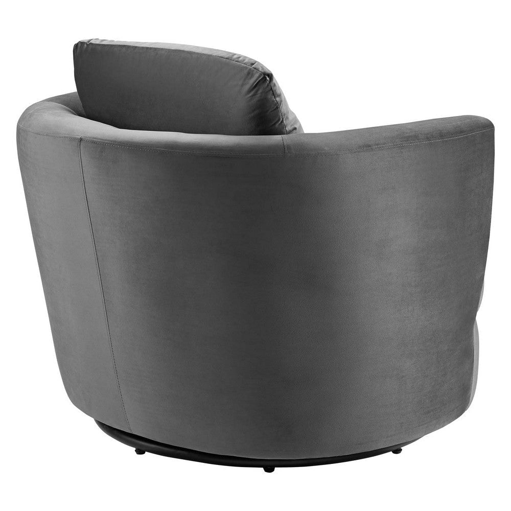 Modway Pirouette Channel Tufted Performance Velvet Swivel Chair in Gray Grey MDY-EEI-4345-GRY