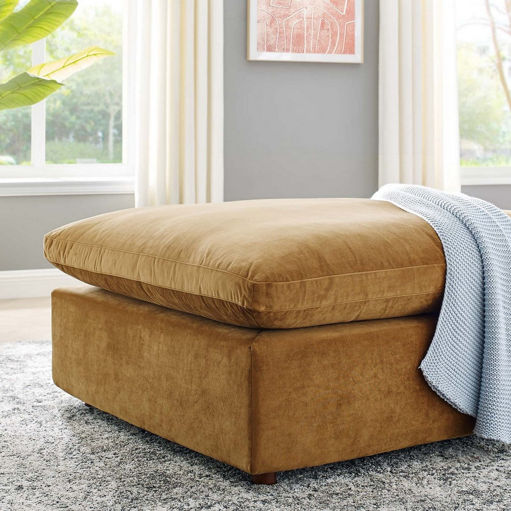 Commix Down Filled Overstuffed Performance Velvet Ottoman - No Shipping Charges MDY-EEI-4365-COG