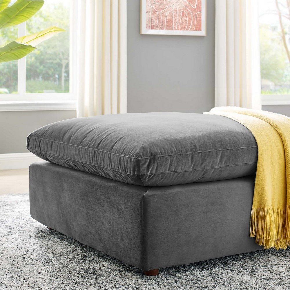 Commix Down Filled Overstuffed Performance Velvet Ottoman - No Shipping Charges MDY-EEI-4365-COG