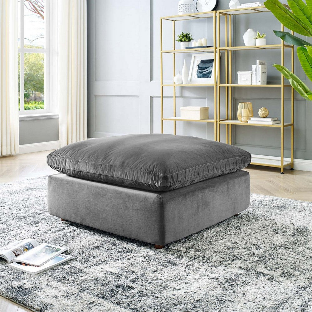 Commix Down Filled Overstuffed Performance Velvet Ottoman - No Shipping Charges MDY-EEI-4365-COG