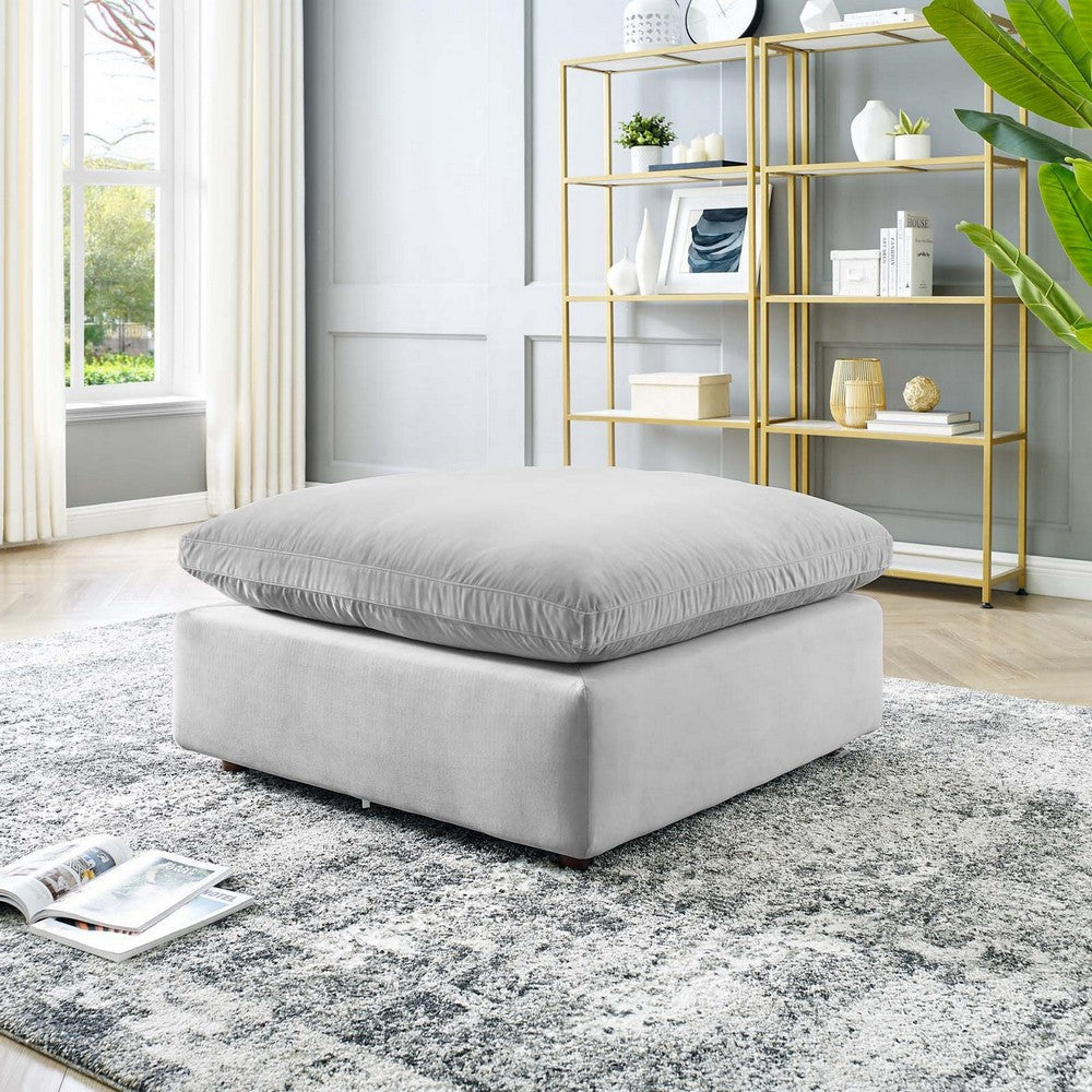 Commix Down Filled Overstuffed Performance Velvet Ottoman - No Shipping Charges MDY-EEI-4365-LGR