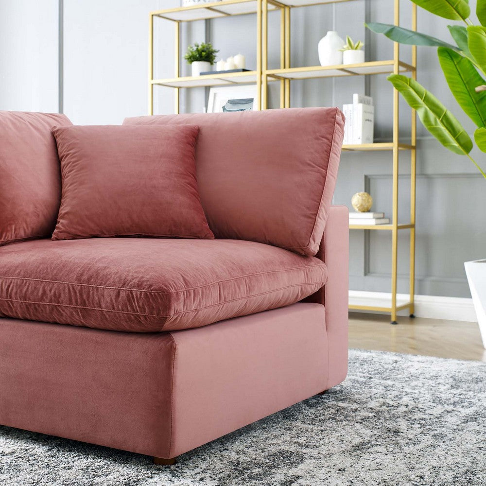 Modway Commix Modular Sofa Corner Chair Dusty Rose Performance Velvet MDY-EEI-4366-DUS