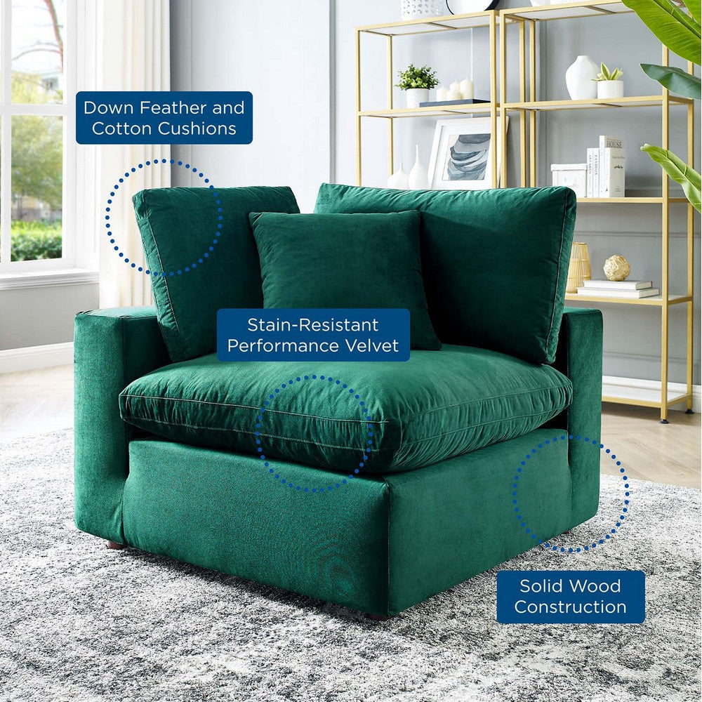 Modway Commix Modular Sofa Corner Chair Green Performance Velvet MDY-EEI-4366-GRN