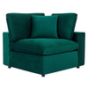 Modway Commix Modular Sofa, Corner Chair, Green Performance Velvet