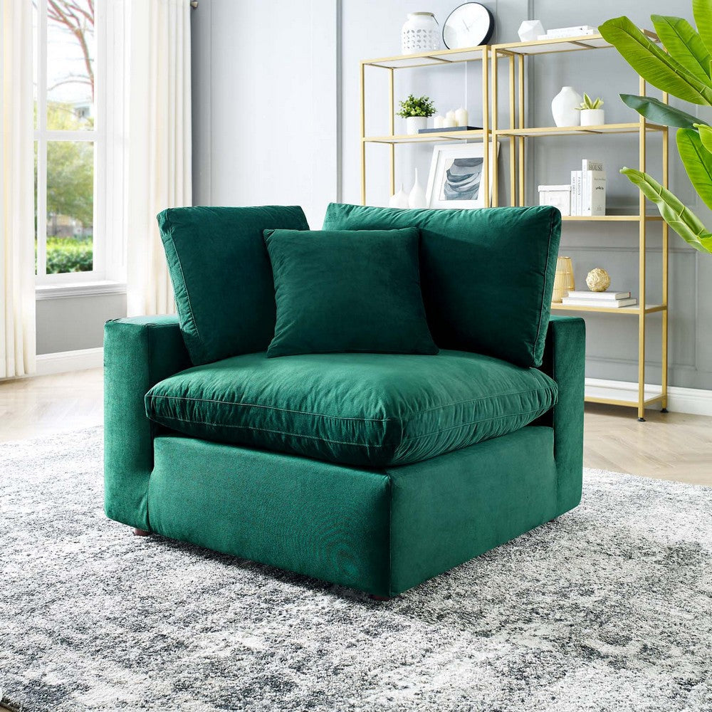 Modway Commix Modular Sofa Corner Chair Green Performance Velvet MDY-EEI-4366-GRN