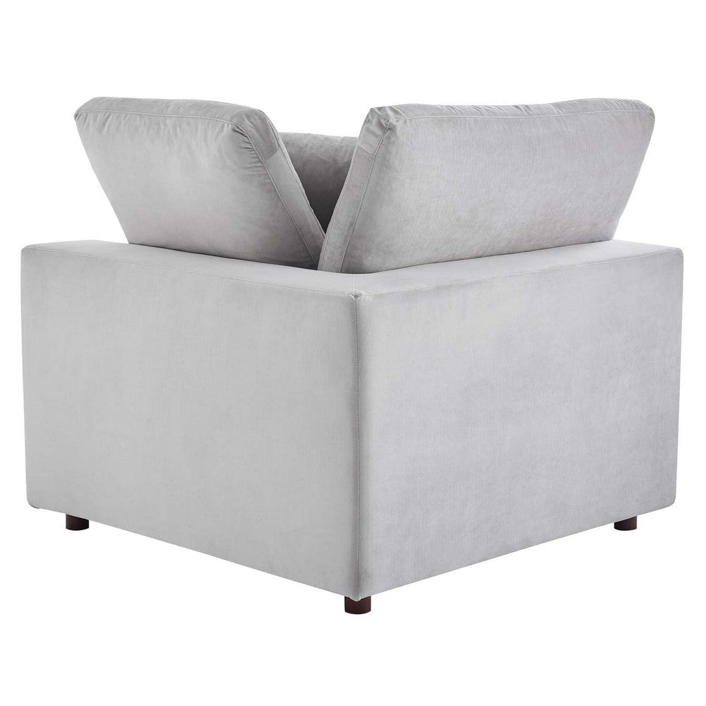 Modway Commix Modular Sofa Corner Chair Light Gray Performance Velvet MDY-EEI-4366-LGR