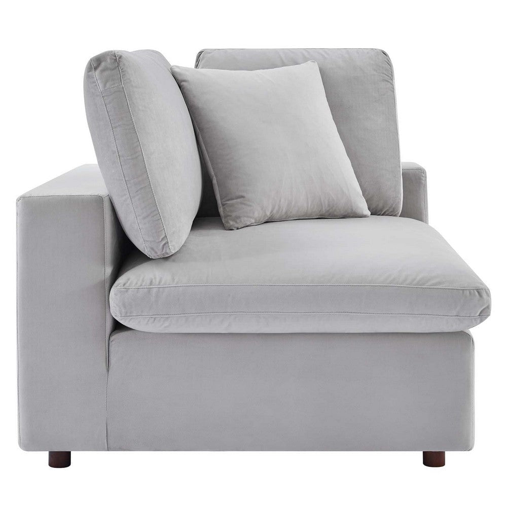 Modway Commix Modular Sofa Corner Chair Light Gray Performance Velvet MDY-EEI-4366-LGR