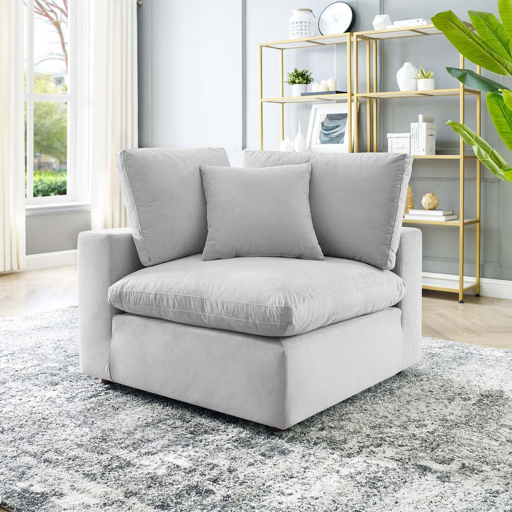 Modway Commix Modular Sofa Corner Chair Light Gray Performance Velvet MDY-EEI-4366-LGR