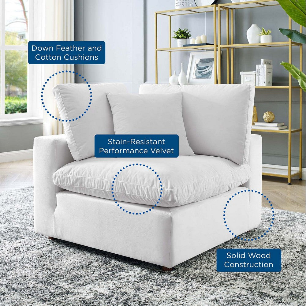 Modway Commix Modular Sofa Corner Chair White Performance Velvet MDY-EEI-4366-WHI