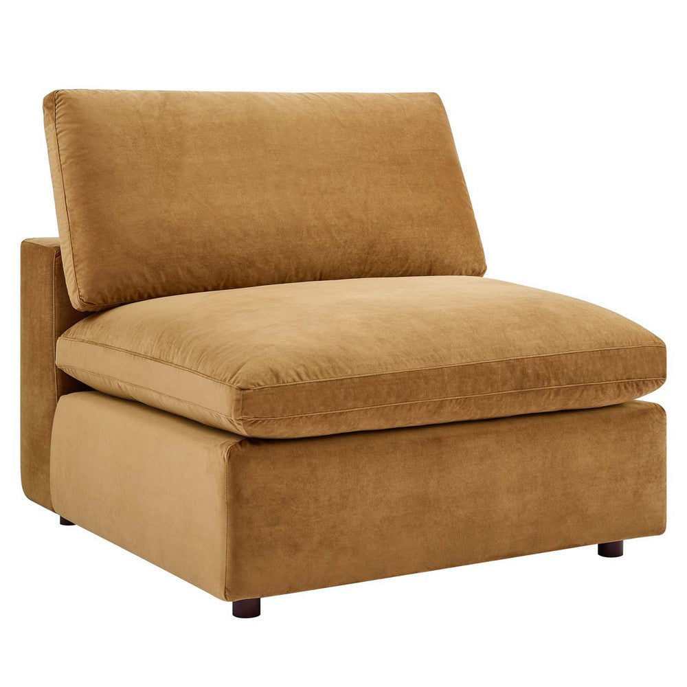 Modway Commix Modular Sofa, Armless Chair, Cognac Performance Velvet