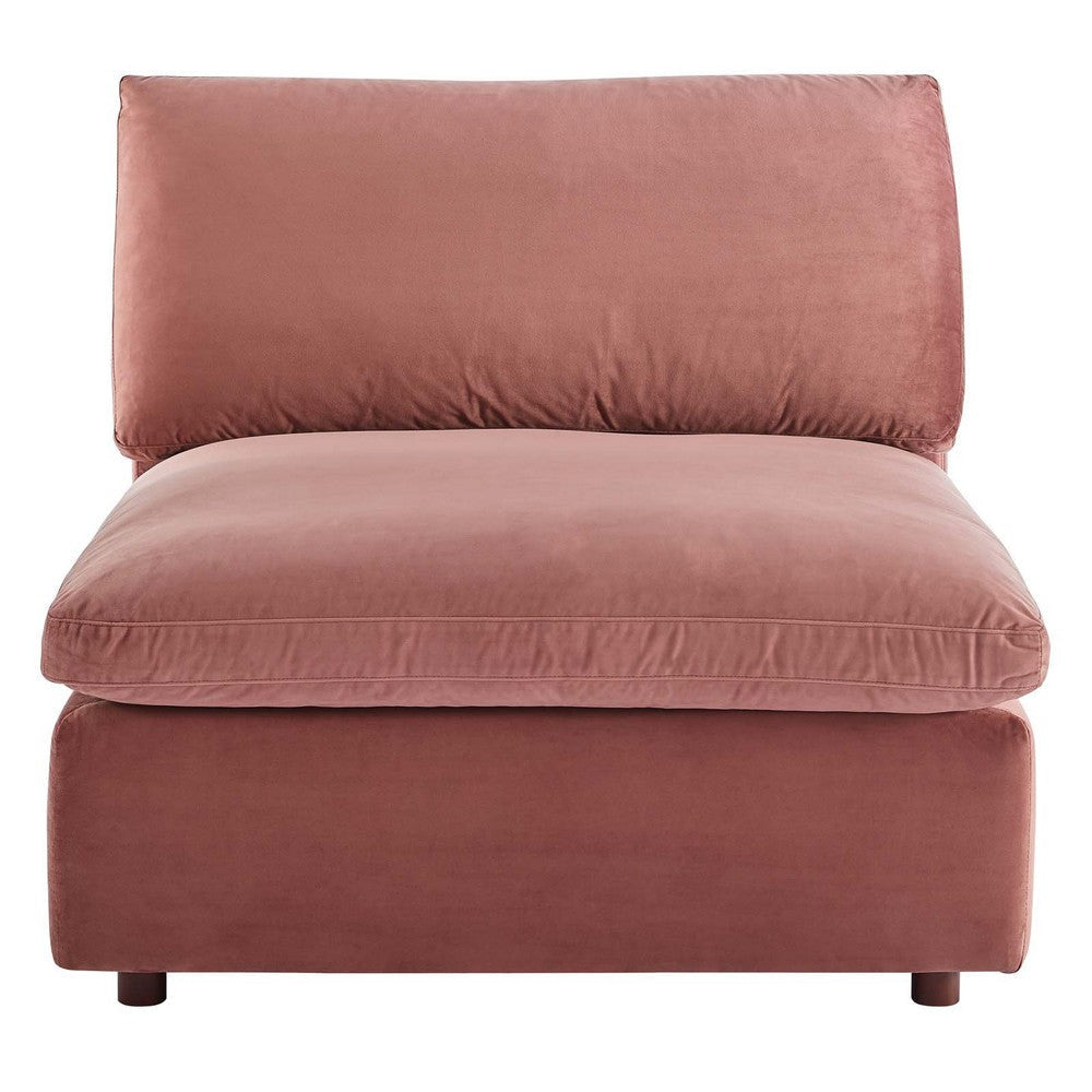 Modway Commix Modular Sofa Armless Chair Dusty Rose Performance Velvet MDY-EEI-4367-DUS