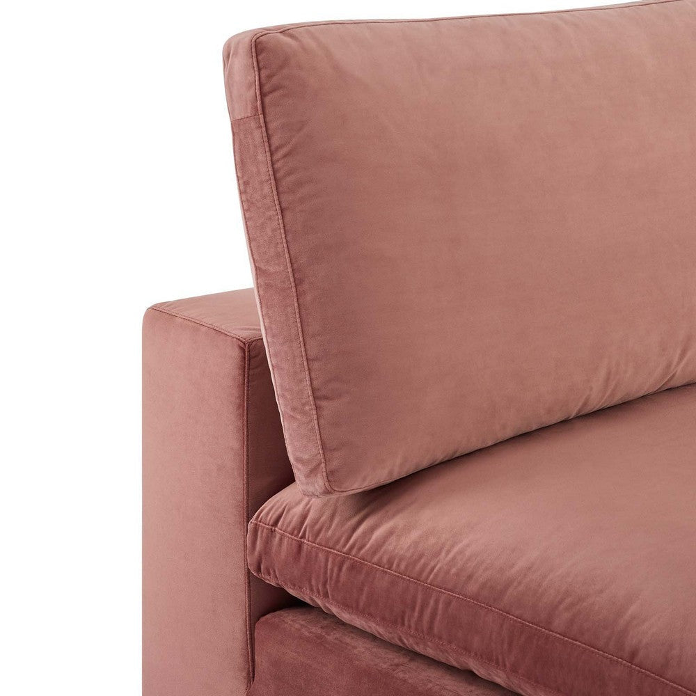 Modway Commix Modular Sofa Armless Chair Dusty Rose Performance Velvet MDY-EEI-4367-DUS