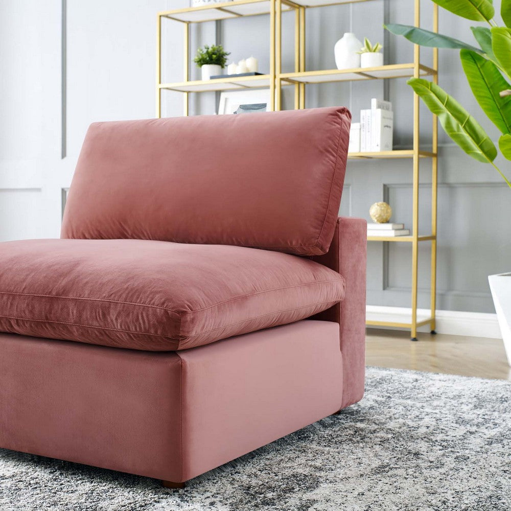 Modway Commix Modular Sofa Armless Chair Dusty Rose Performance Velvet MDY-EEI-4367-DUS