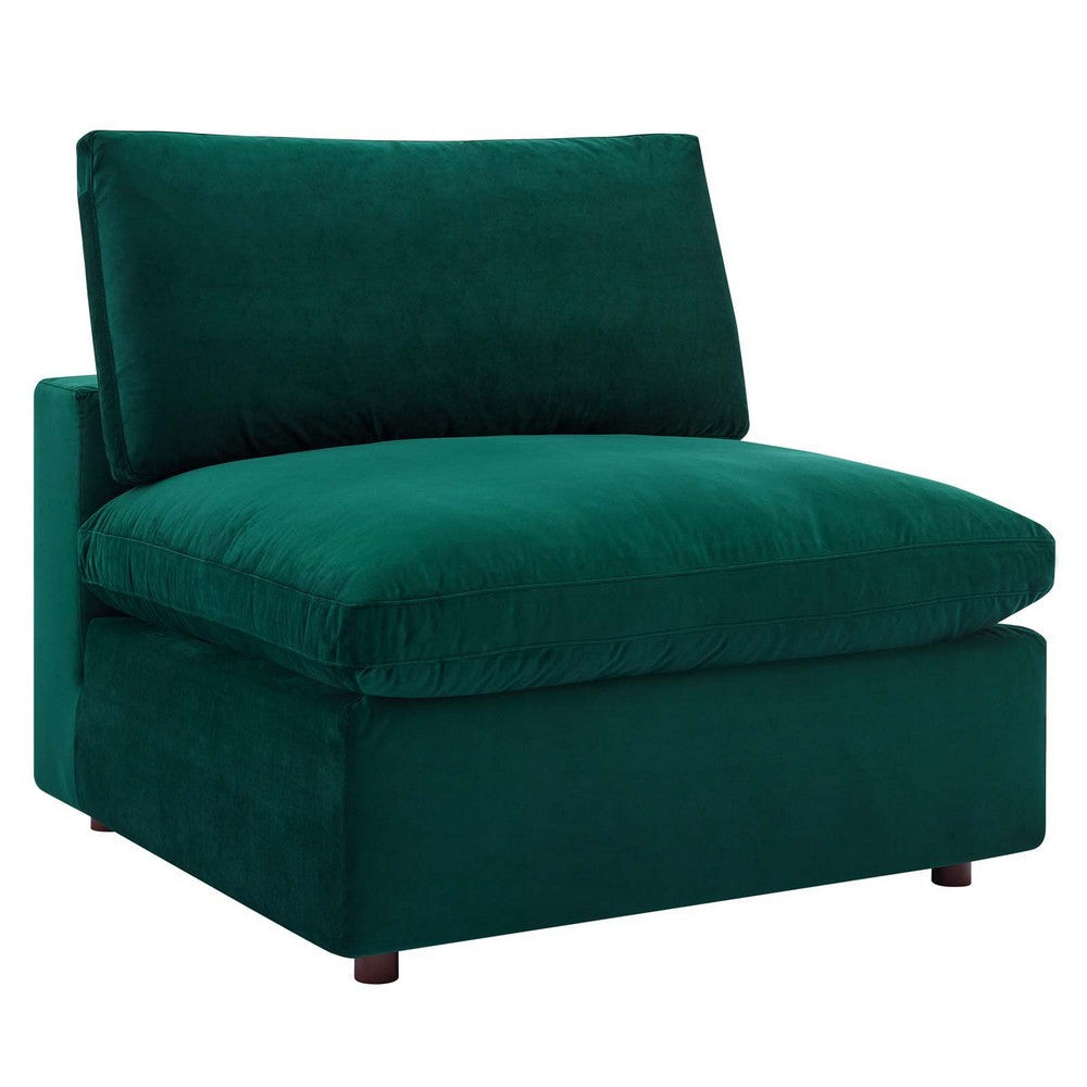 Modway Commix Modular Sofa, Armless Chair, Green Performance Velvet