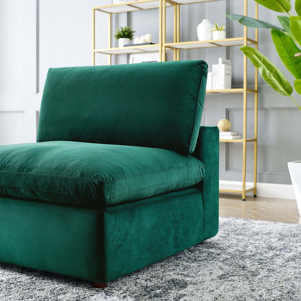 Modway Commix Modular Sofa Armless Chair Green Performance Velvet MDY-EEI-4367-GRN