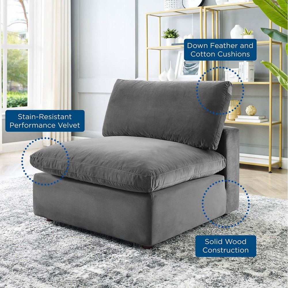 Modway Commix Modular Sofa Armless Chair Gray Performance Velvet MDY-EEI-4367-GRY