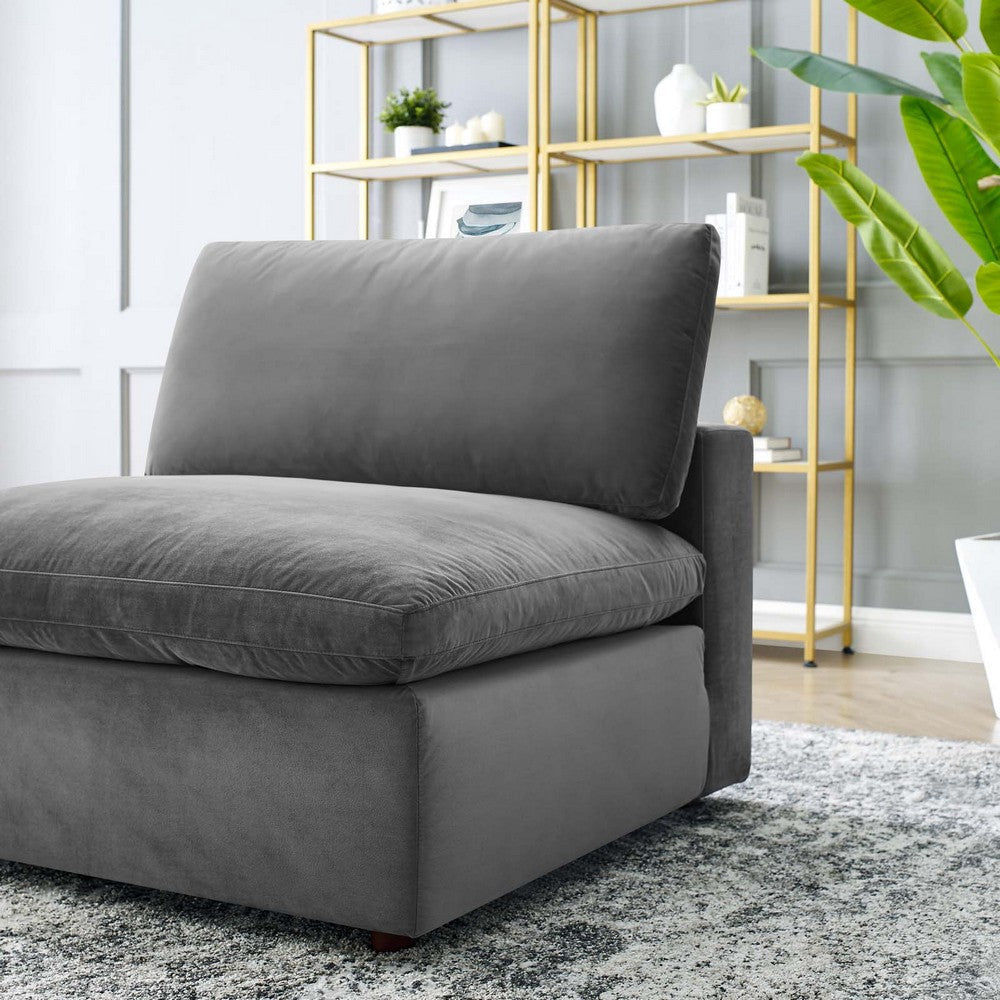 Modway Commix Modular Sofa Armless Chair Gray Performance Velvet MDY-EEI-4367-GRY