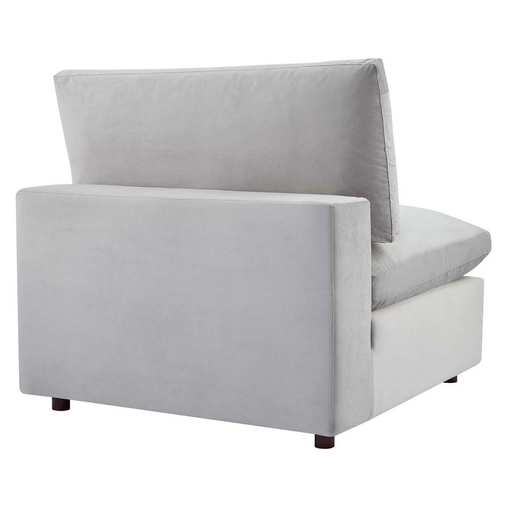 Modway Commix Modular Sofa Armless Chair Light Gray Performance Velvet MDY-EEI-4367-LGR