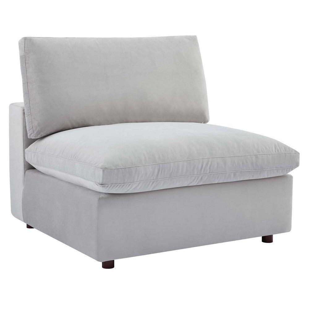 Modway Commix Modular Sofa, Armless Chair, Light Gray Performance Velvet