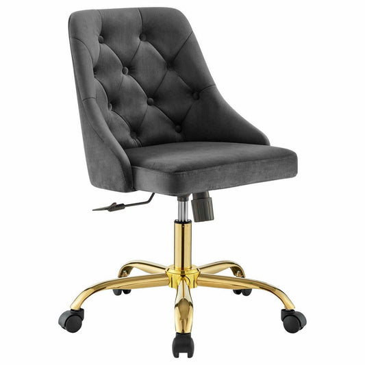 Modway Distinct Tufted Swivel Performance Velvet Office Chair, Gold Gray