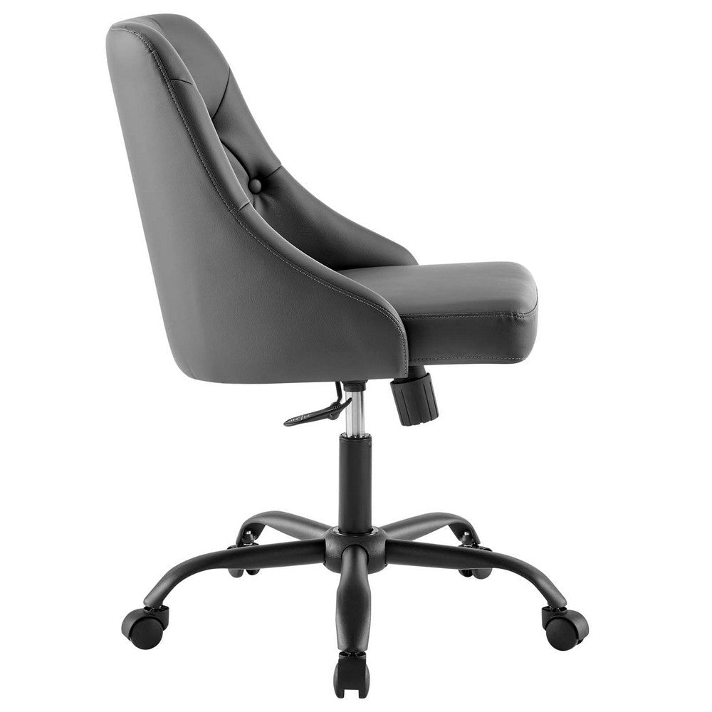 Distinct Tufted Swivel Vegan Leather Office Chair - No Shipping Charges MDY-EEI-4370-BLK-GRY