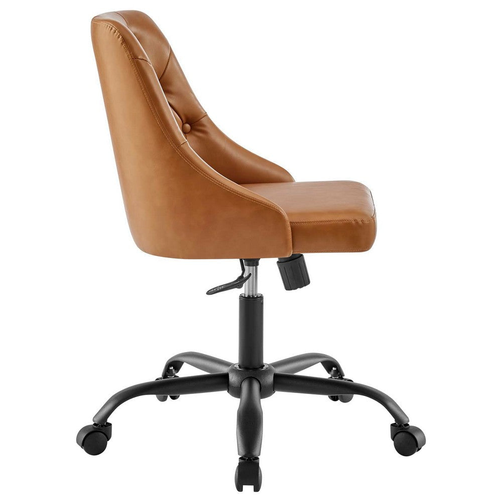 Distinct Tufted Swivel Vegan Leather Office Chair - No Shipping Charges MDY-EEI-4370-BLK-GRY