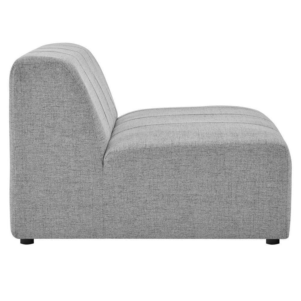 Modway Bartlett Channel Tufted Upholstered Sectional Armless Chair Light Gray MDY-EEI-4398-LGR