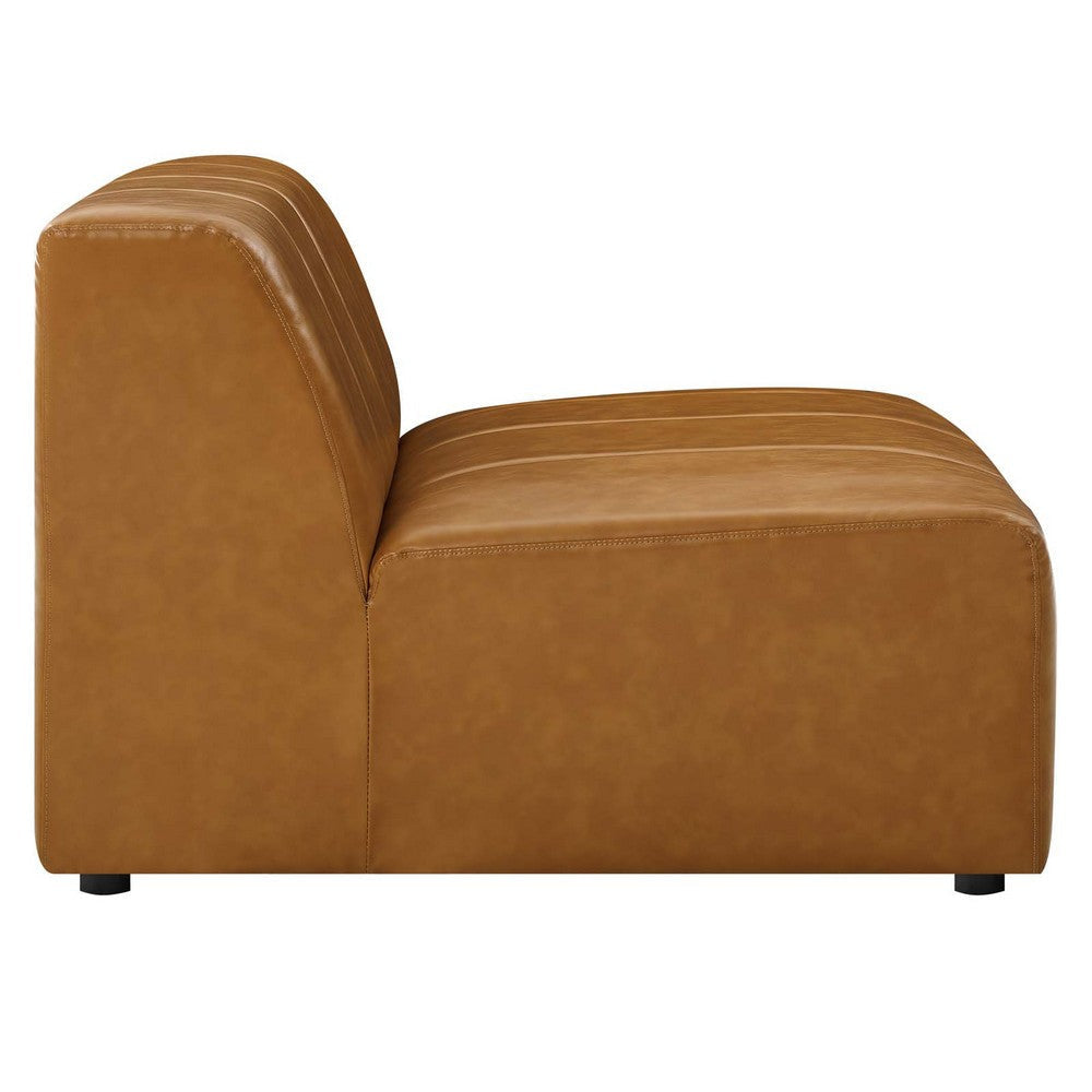 Modway Bartlett Channel Tufted Vegan Leather Armless Chair Tan MDY-EEI-4399-TAN