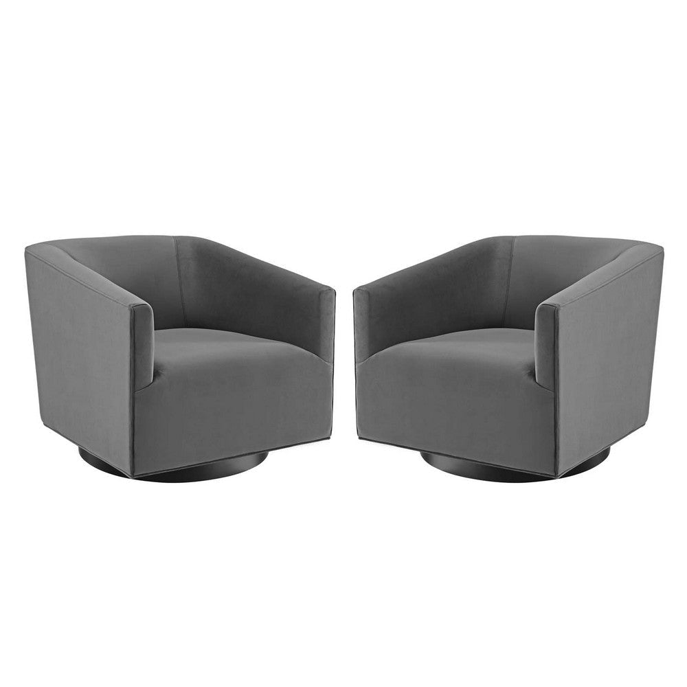 Modway Twist Performance Velvet, Swivel Chair - Set of 2, Gray