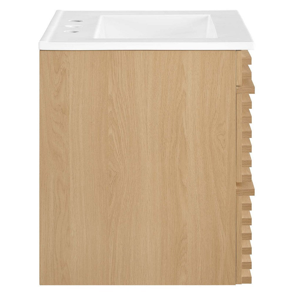 Modway Render 24’’ Wall-Mount Bathroom Vanity in Oak White MDY-EEI-4433-OAK-WHI