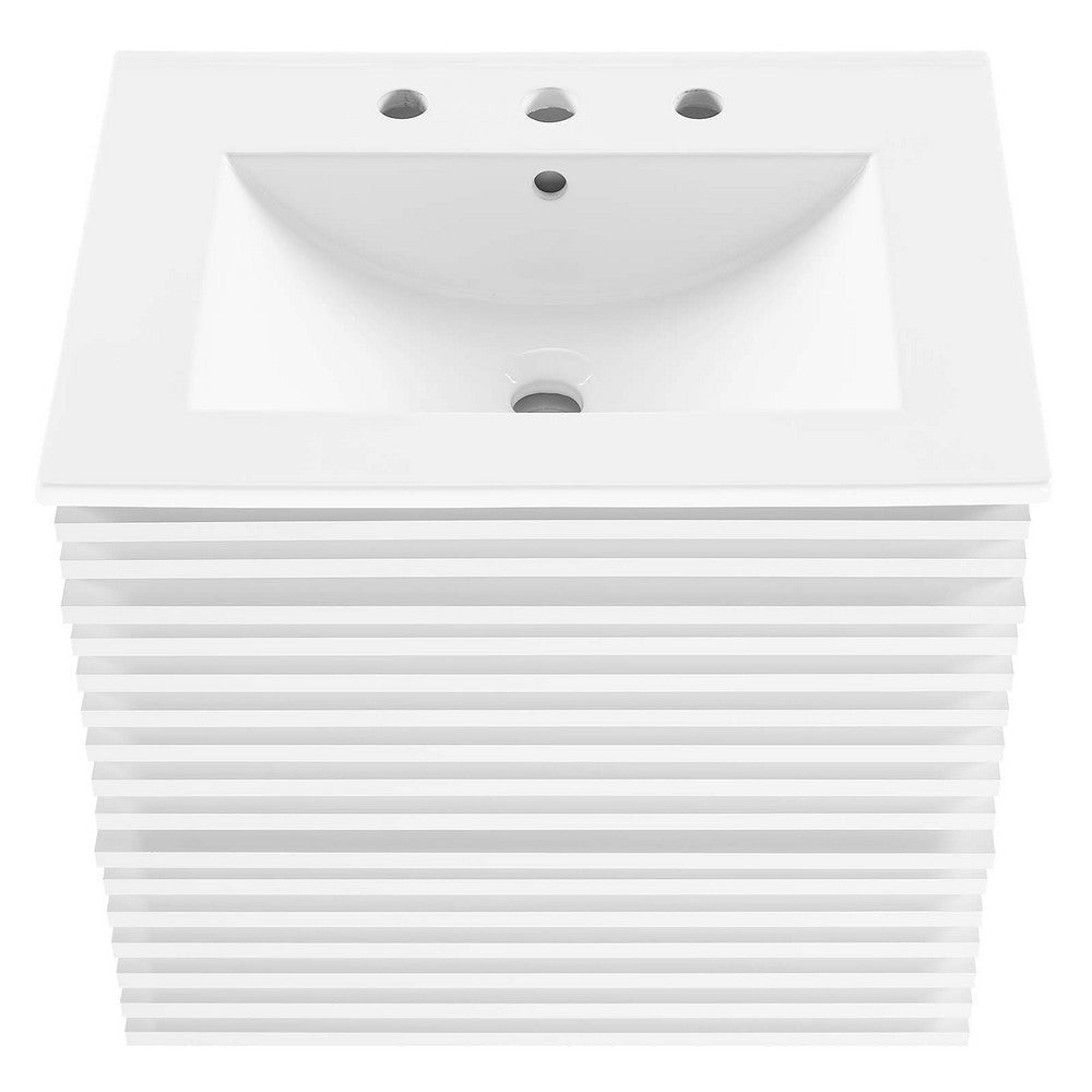 Modway Render 24’’ Wall-Mount Bathroom Vanity in White White MDY-EEI-4433-WHI-WHI