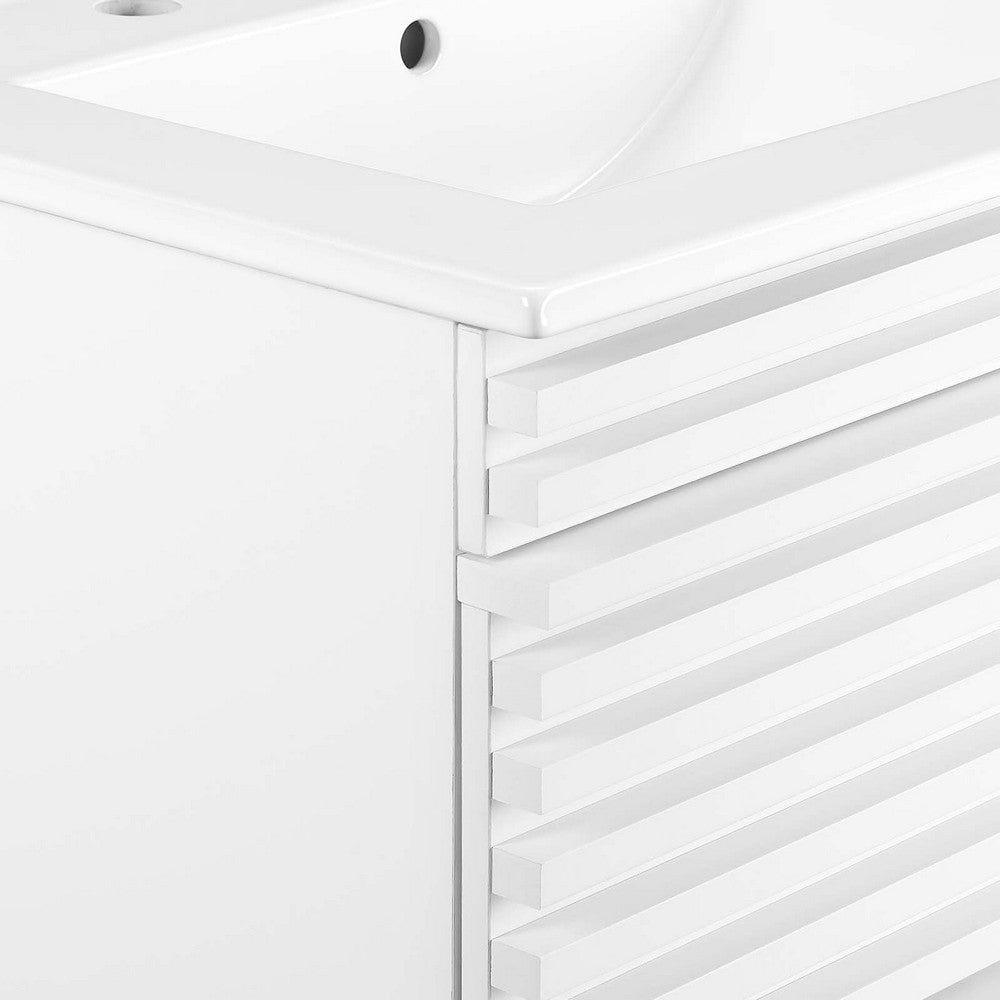 Modway Render 24’’ Wall-Mount Bathroom Vanity in White White MDY-EEI-4433-WHI-WHI