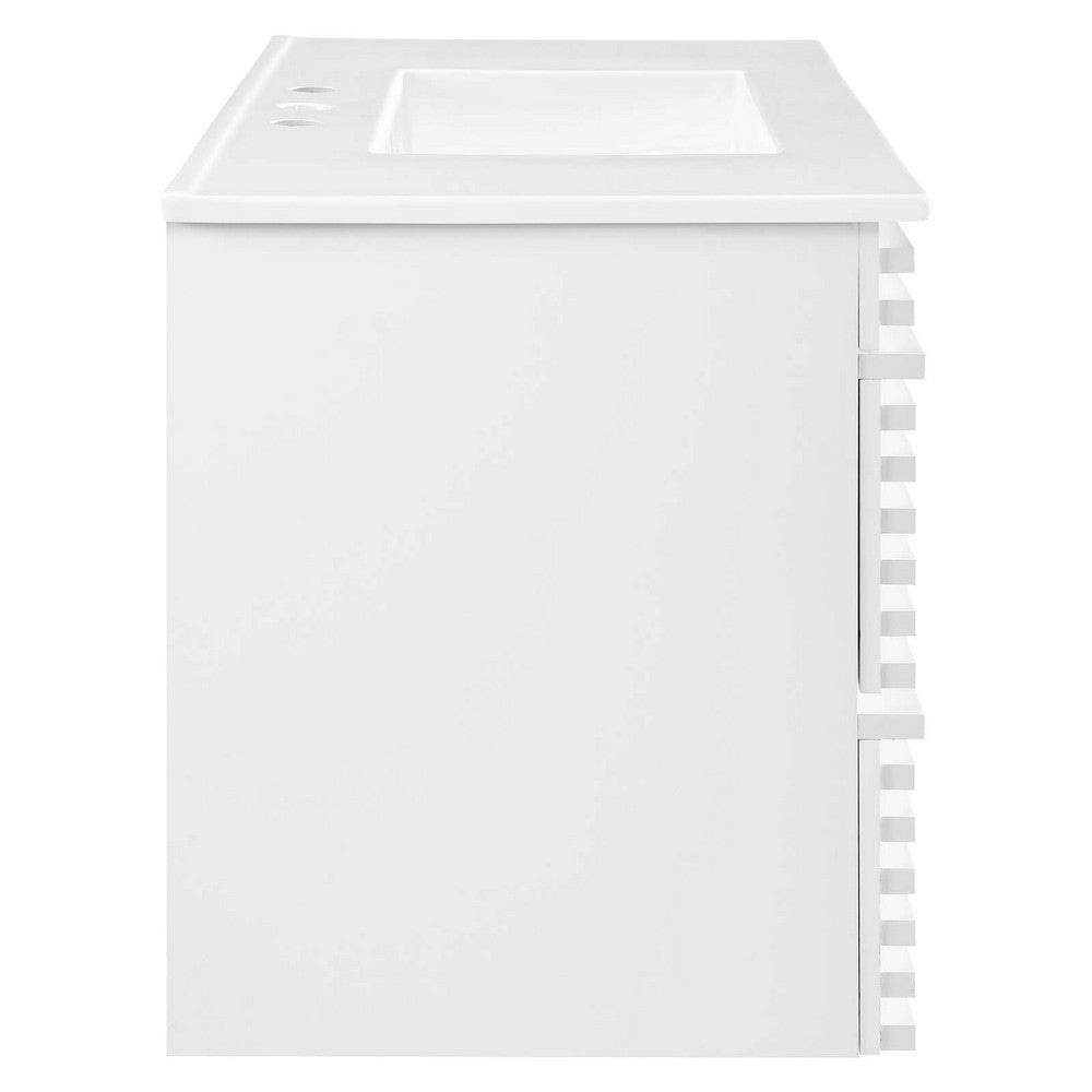 Modway Render 36’’ Wall-Mount Bathroom Vanity in White White MDY-EEI-4436-WHI-WHI