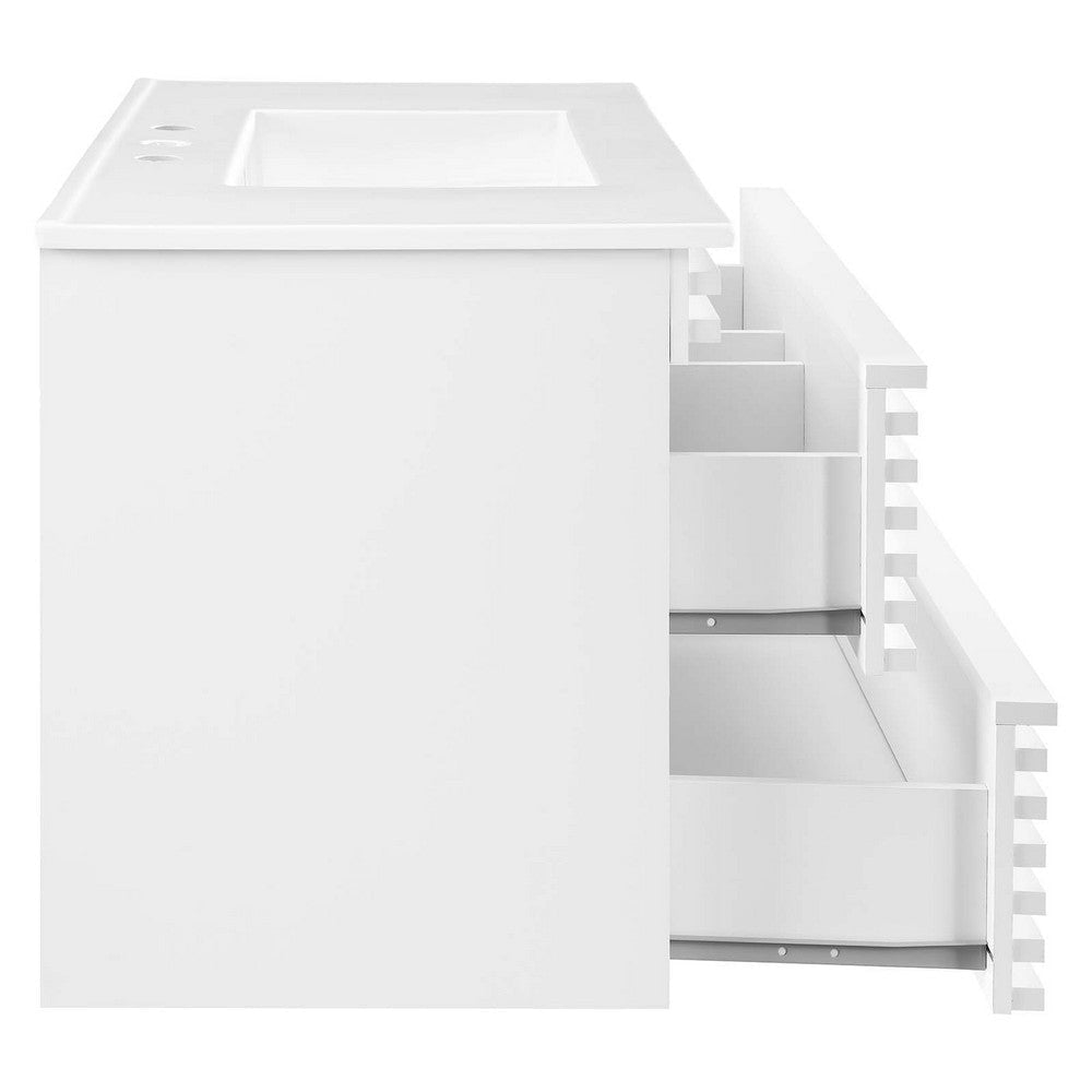 Modway Render 36’’ Wall-Mount Bathroom Vanity in White White MDY-EEI-4436-WHI-WHI