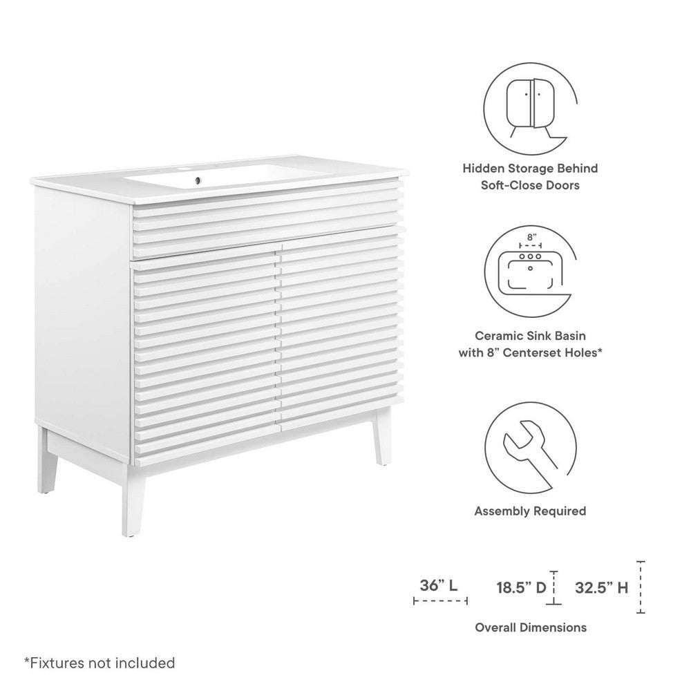 Modway Render 36’’ Bathroom Vanity in White White MDY-EEI-4437-WHI-WHI