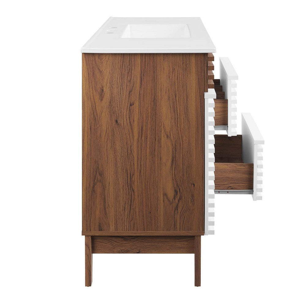 Modway Render 48’’ Single Bathroom Vanity in White Walnut White MDY-EEI-4439-WHI-WAL-WHI