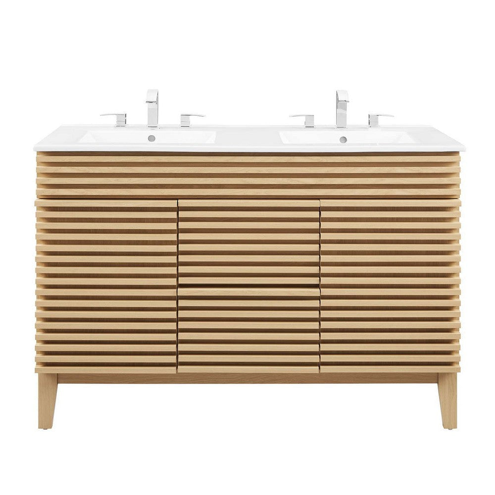 Modway Render 48’’ Bathroom Vanity in Oak White Double Sink MDY-EEI-4441-OAK-WHI