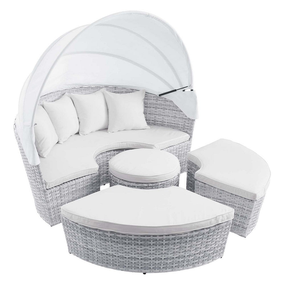 Modway EEI-4442-LGR-WHI Scottsdale Canopy Outdoor Patio Light Gray White Daybed MDY-EEI-4442-LGR-WHI