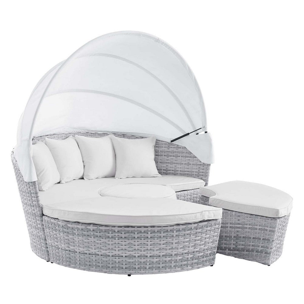 Modway EEI-4442-LGR-WHI Scottsdale Canopy Outdoor Patio Light Gray White Daybed