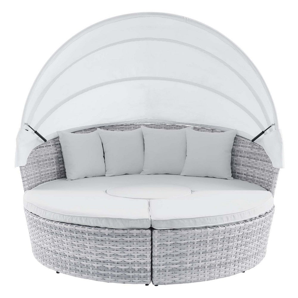 Modway EEI-4443-LGR-WHI Scottsdale Canopy Sunbrella Outdoor Patio Light Gray White Daybed MDY-EEI-4443-LGR-WHI