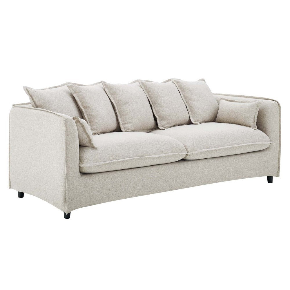 Modway Avalon Fabric Upholstered Slipcover Sofa in Beige