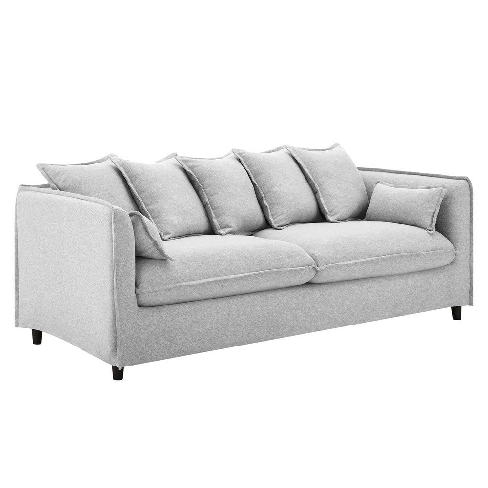 Modway Avalon Fabric Upholstered Slipcover Sofa in Light Gray