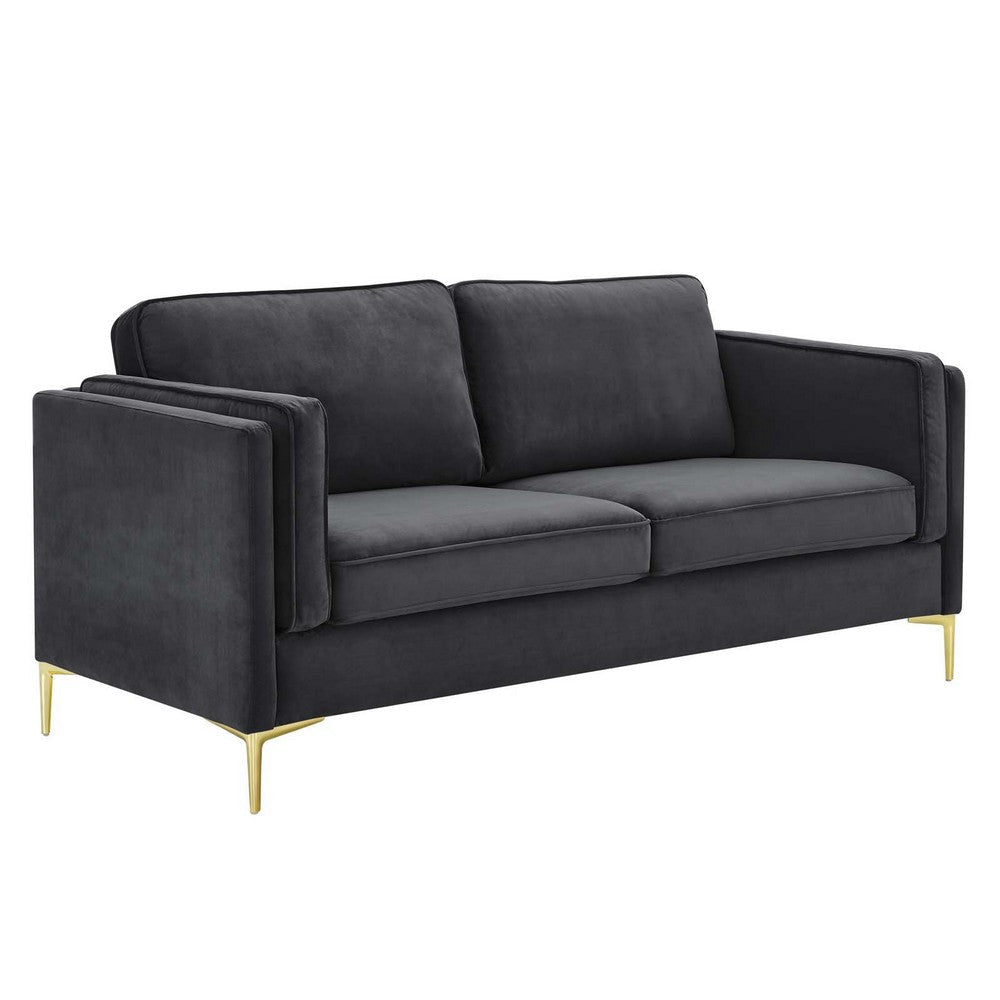 Modway Kaiya Performance Velvet Sofa, Charcoal