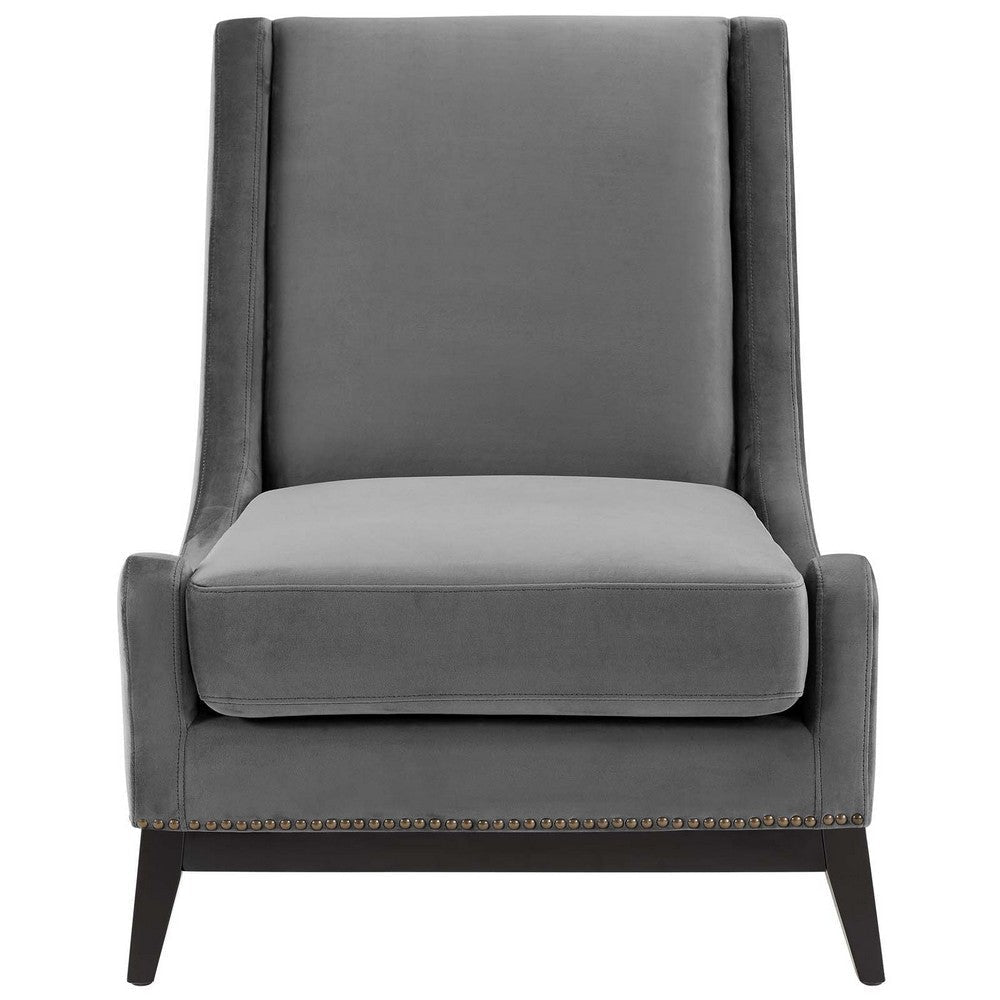 Modway Confident Upholstered Performance Velvet Set of 2 Two Lounge Chairs Gray MDY-EEI-4487-GRY